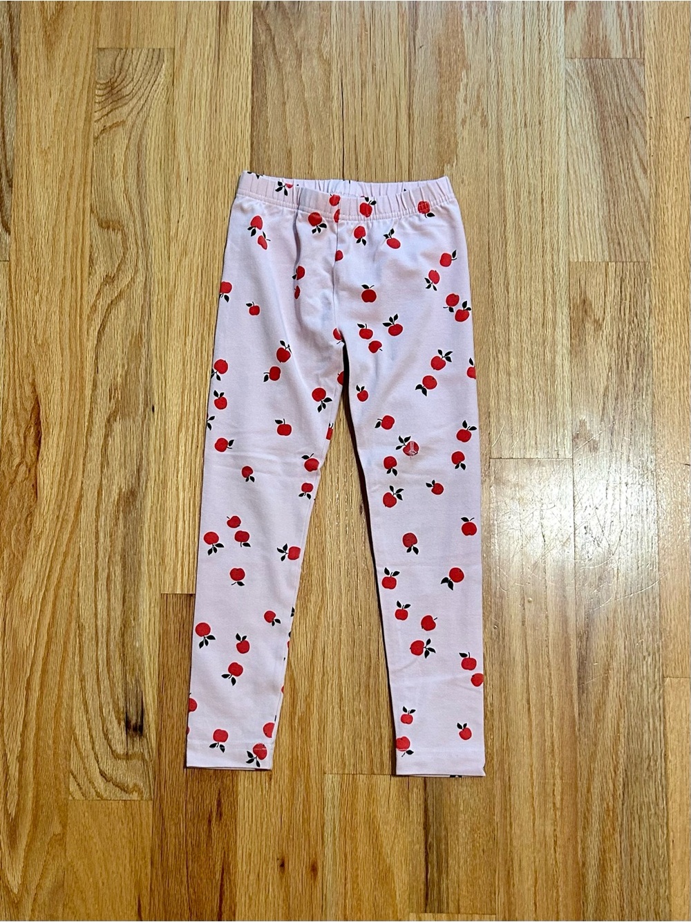 Hanna Andersson Light Pink Leggings with Red Apple Print